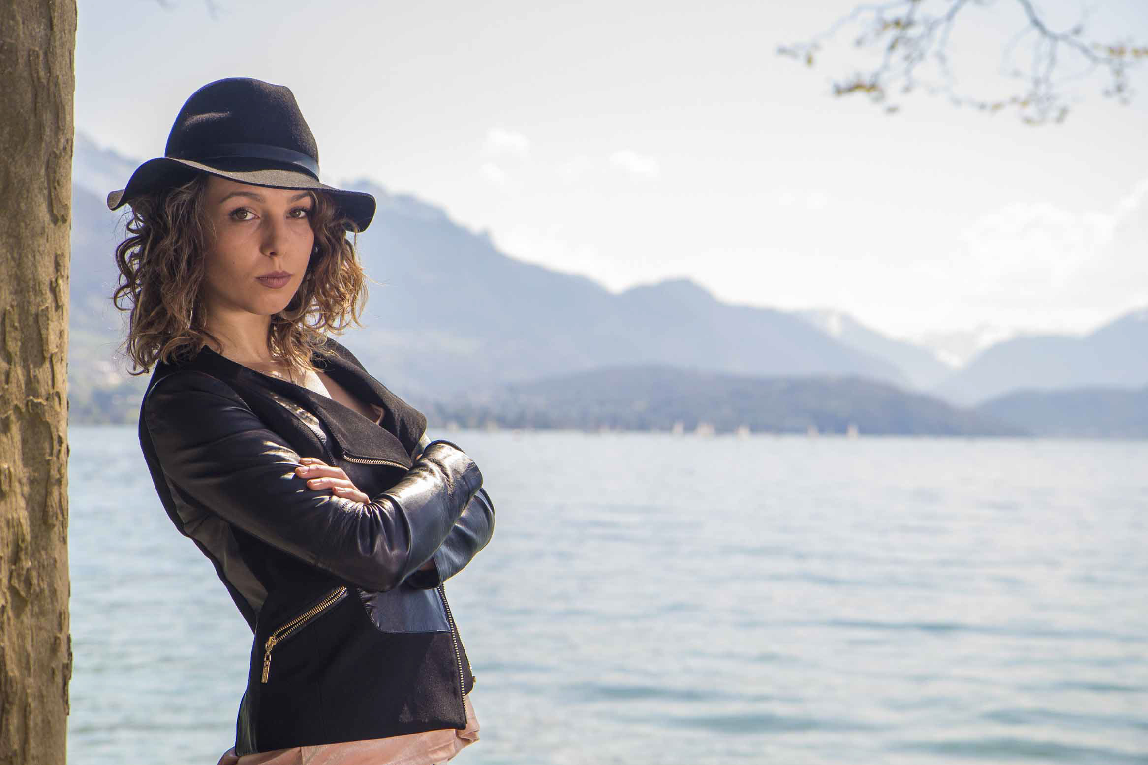 Annecy leather jacket model photo session