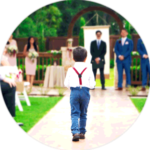 infant walking down the aisle during a Geneva wedding